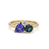 Tanzanite, Topaz, Diamond Cluster Ring
