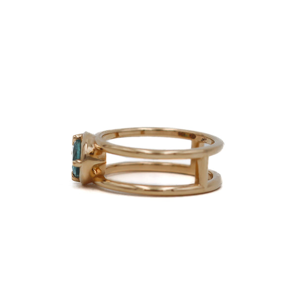 Aqua Tourmaline Double Band Ring