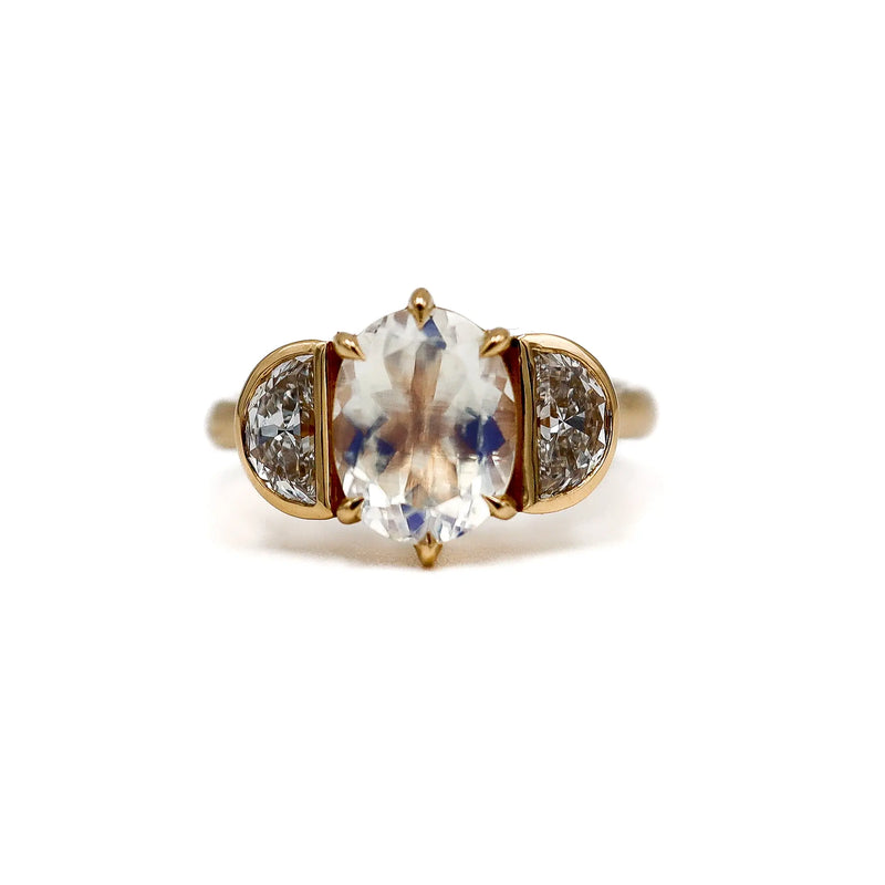 Moonstone and Diamond Ring Kelly Jay Jewellery