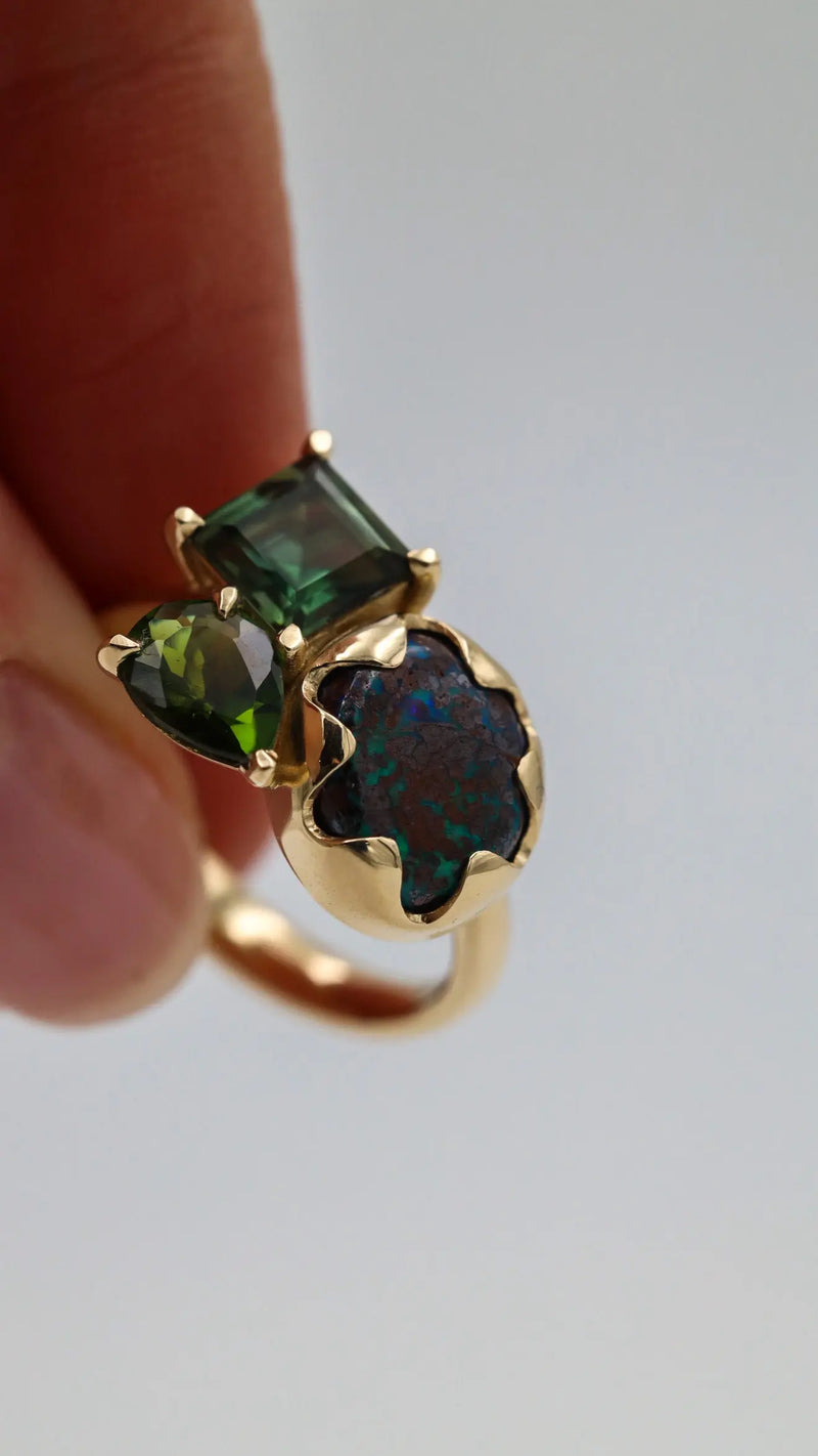 Green Opal Cluster Kelly Jay Jewellery