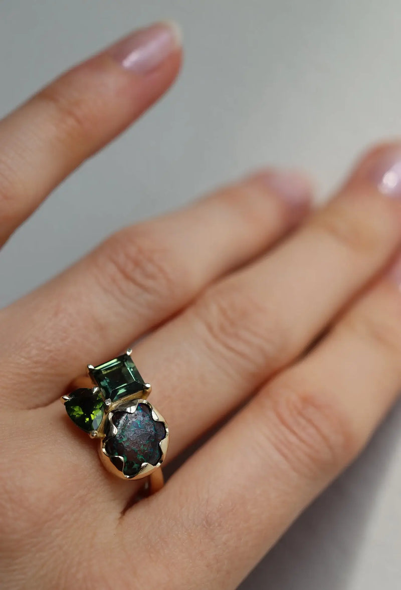 Green Opal Cluster Kelly Jay Jewellery