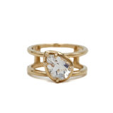 Rainbow Moonstone Pear Double Band Ring