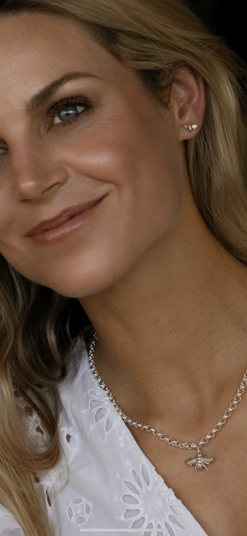 Petite Bee Studs Silver Kelly Jay Jewellery