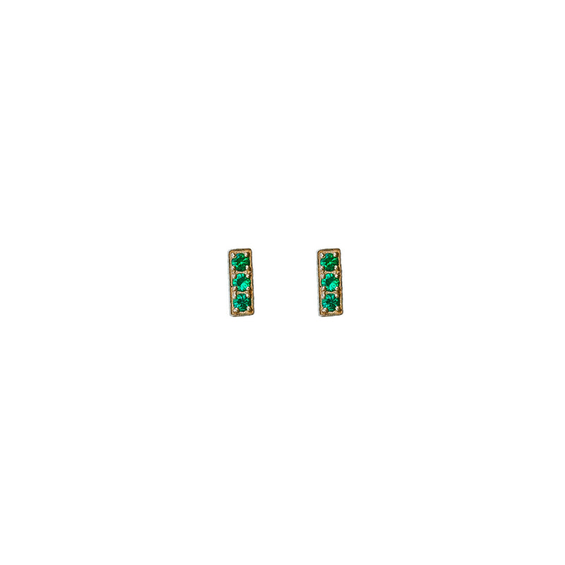 Mini Emerald Bar Earrings