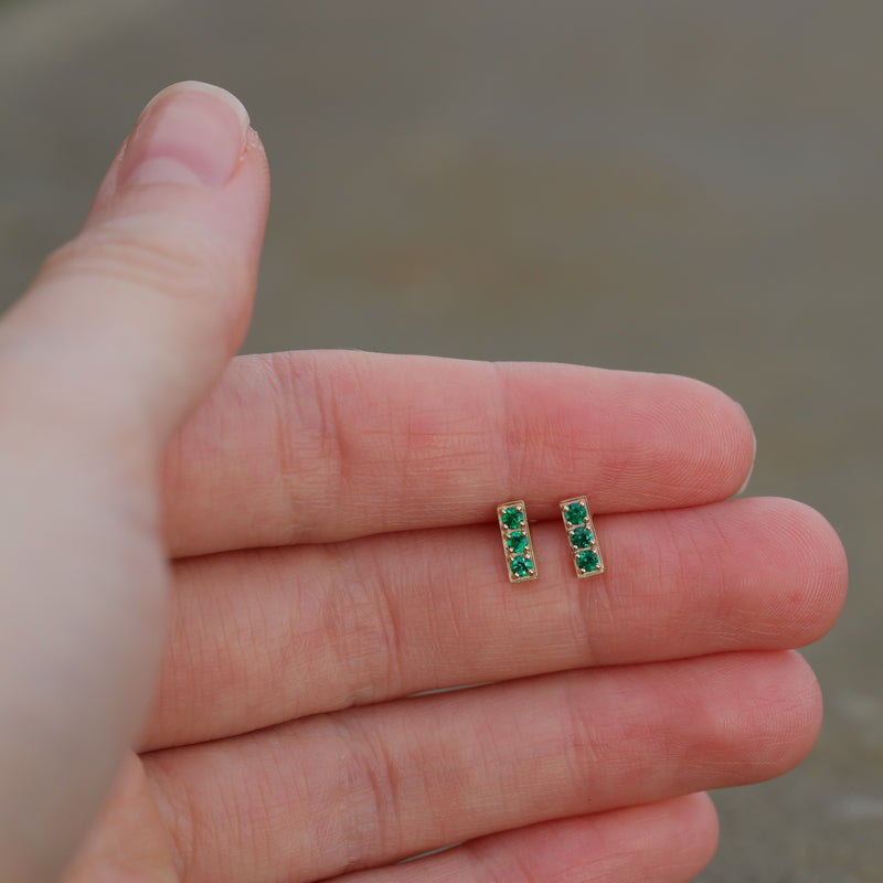 Mini Emerald Bar Earrings