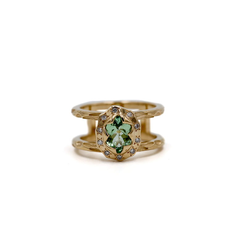 Mint Green Tourmaline Heritage Double Band Ring
