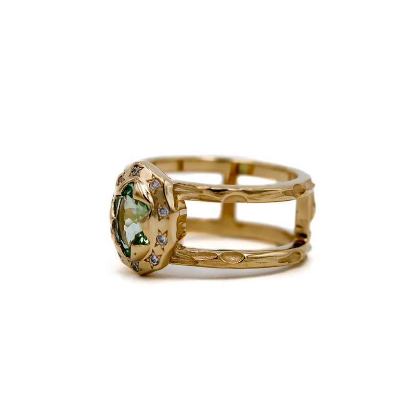 Mint Green Tourmaline Heritage Double Band Ring