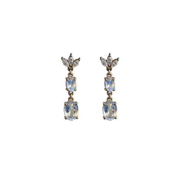 Rainbow Moonstone Dangly Earrings