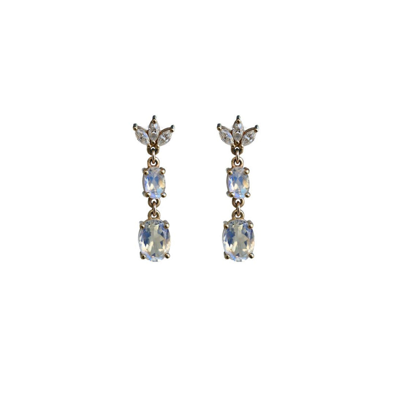 Rainbow Moonstone Dangly Earrings