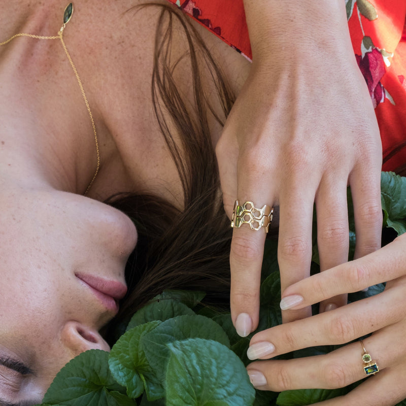 Honeycomb Yellow Gold Ring