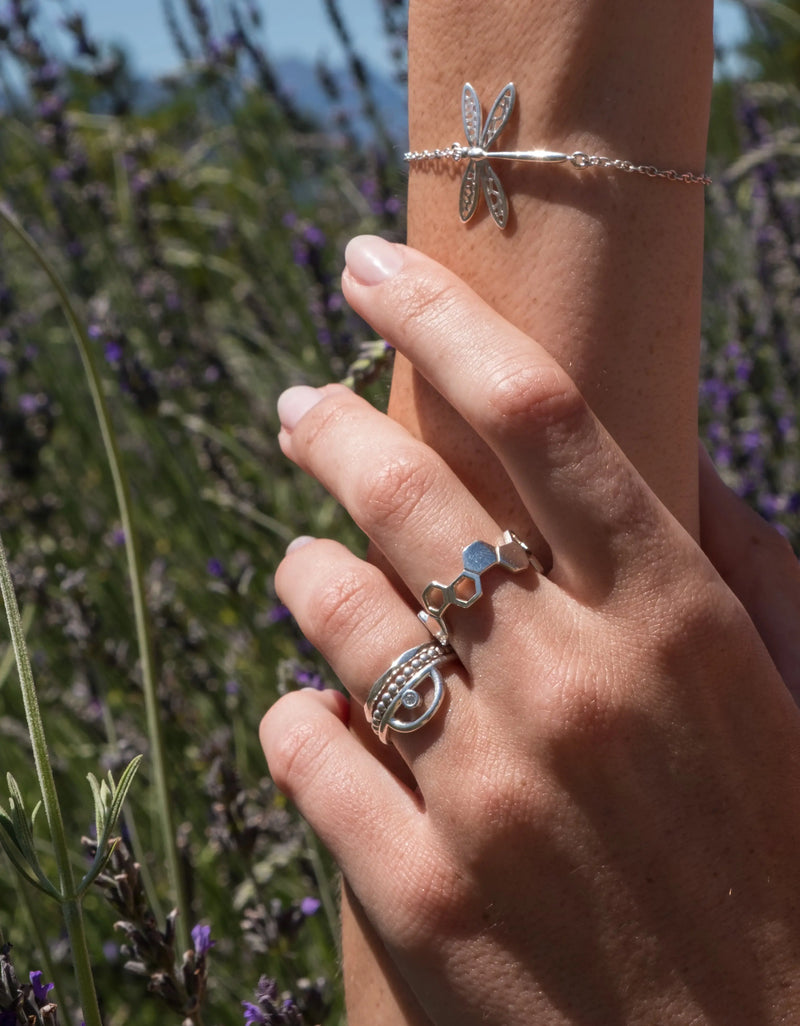 Thin Faceted Ring Silver Kelly Jay Jewellery