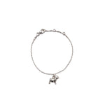 Handmade solid silver French Bulldog bracelet with a small, detailed Frenchie charm, dog lover jewelry gift 