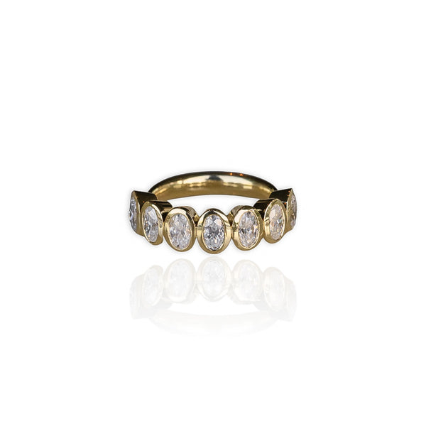 Oval Eternity Moissanite Wedding band ring in 9ct gold. 