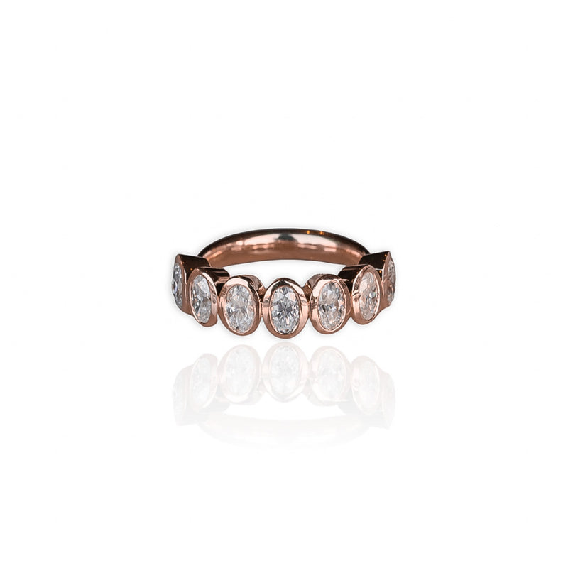 Oval Eternity Moissanite Wedding band ring in 9ct gold. 