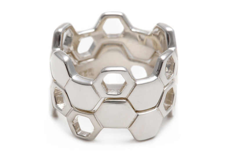 Honeycomb Silver Ring