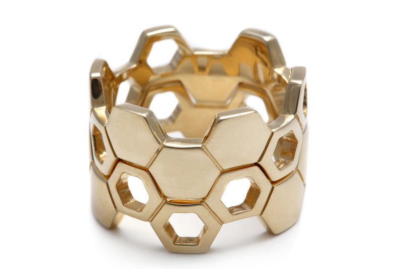Honeycomb Yellow Gold Ring