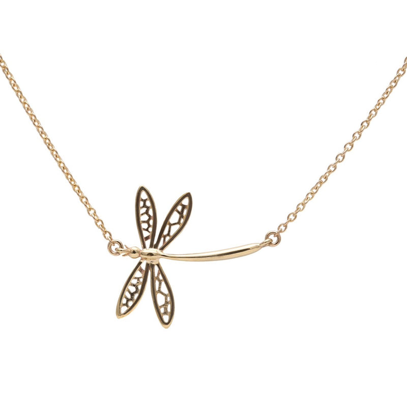 Dragonfly Necklace Yellow Gold