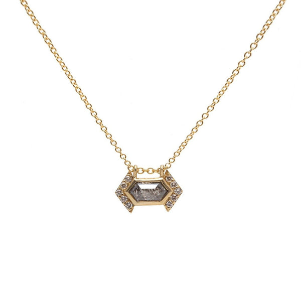 Hexagonal Salt and Pepper Diamond Necklace