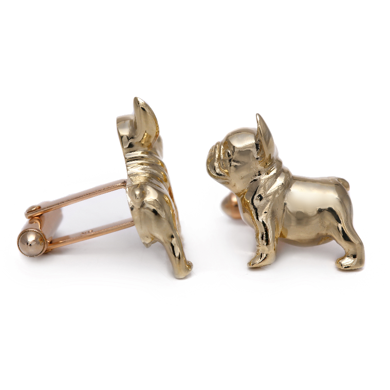 French Bulldog Cufflinks (Yellow Gold)