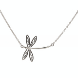 Dragonfly Necklace White Gold