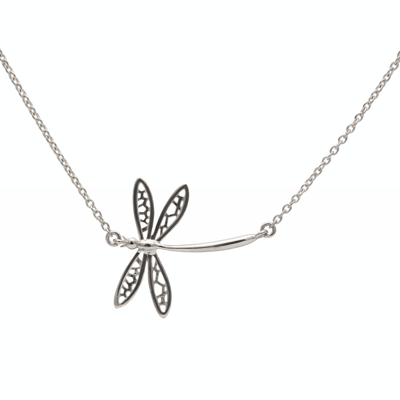 White gold sale dragonfly necklace