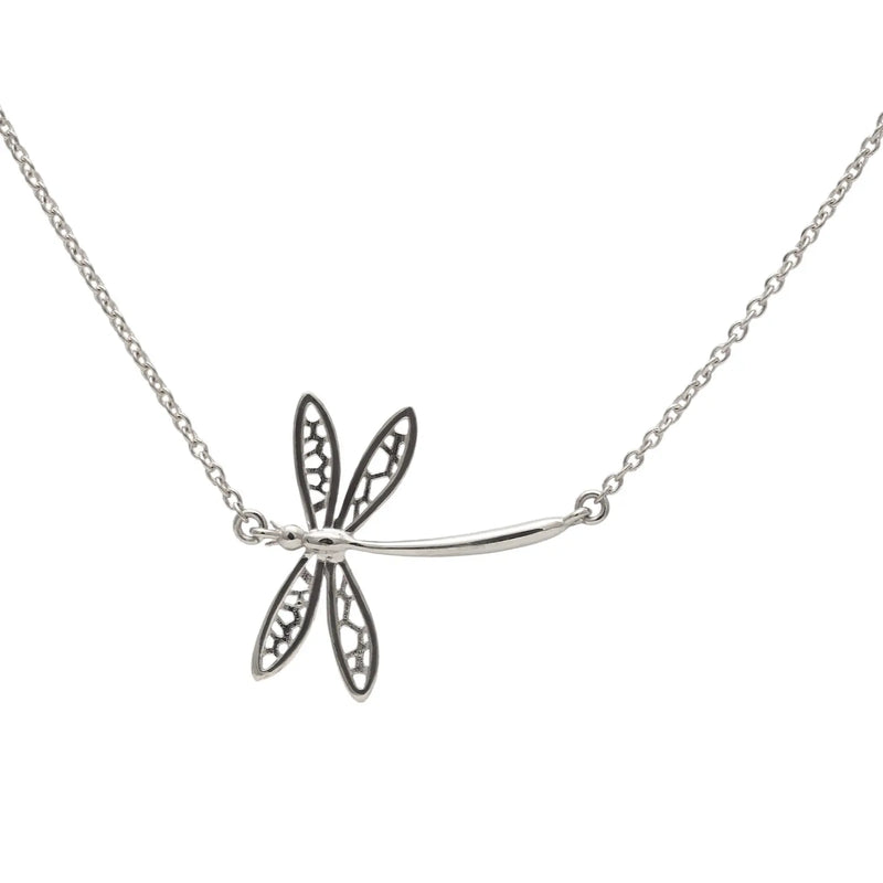 Dragonfly Necklace White Gold Kelly Jay Jewellery