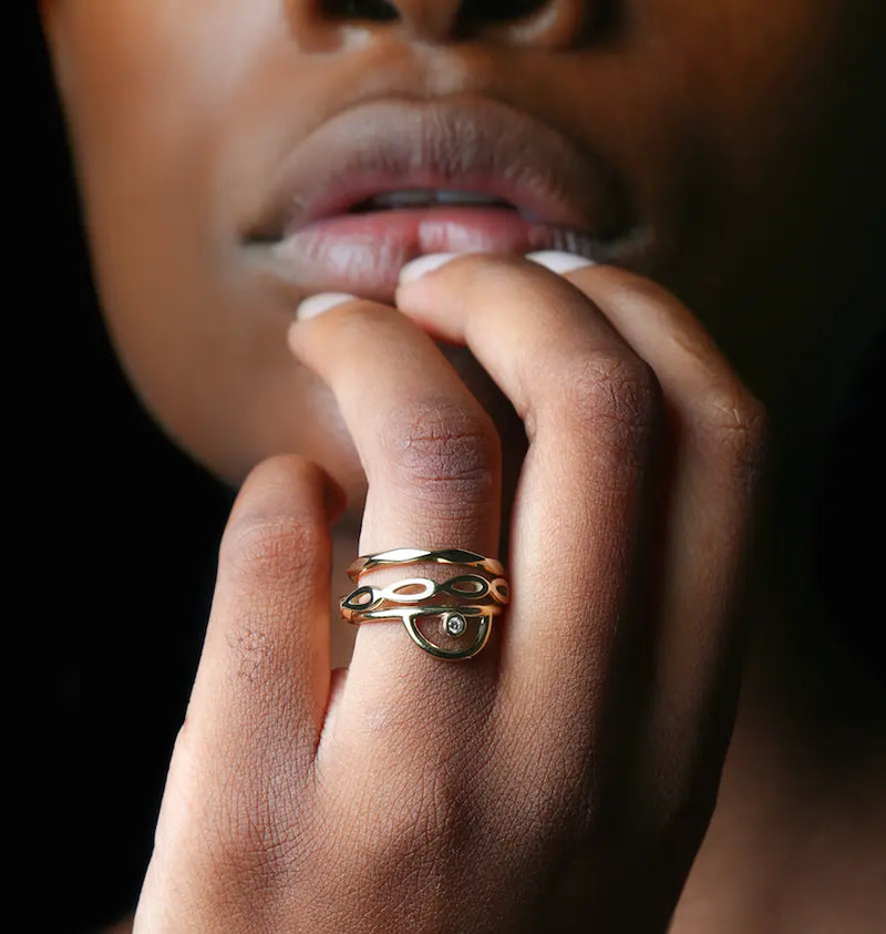 Thin Faceted Ring Silver Kelly Jay Jewellery