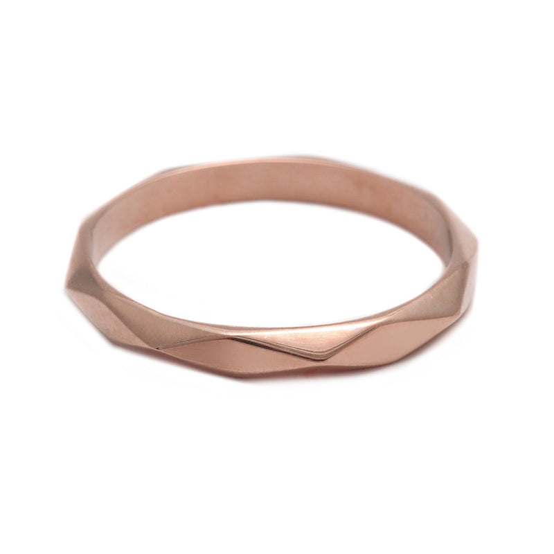 Thin Faceted Ring Rose Gold