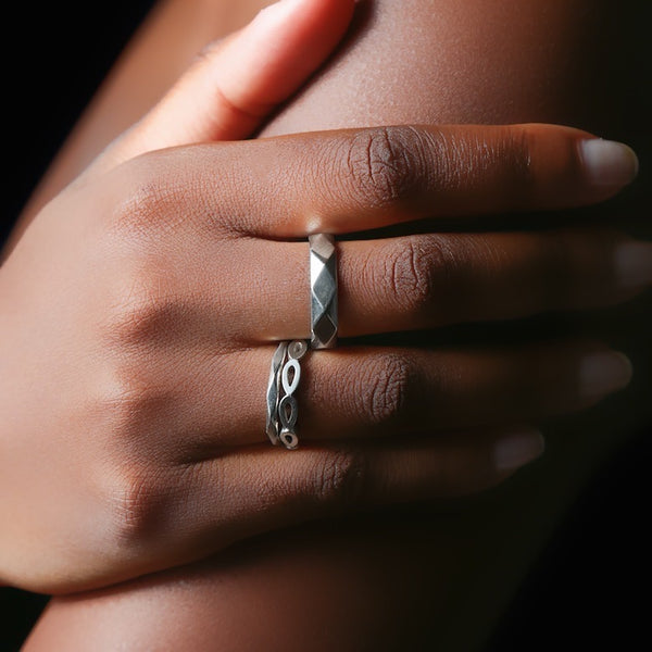 Thin Faceted Ring Silver