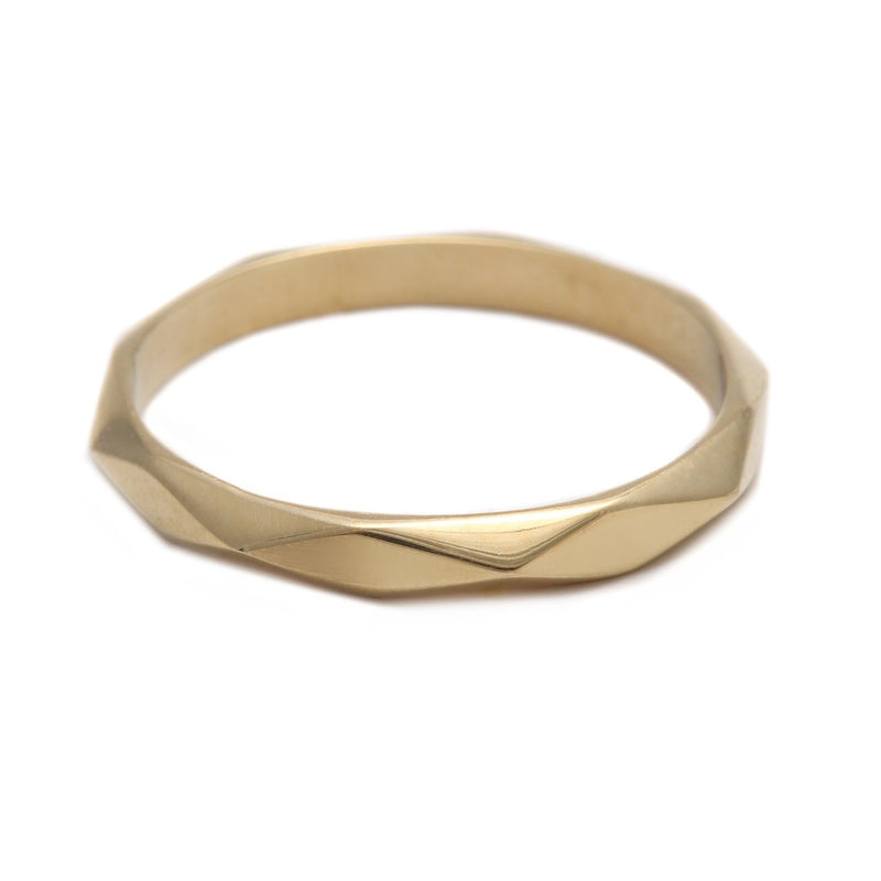 Thin Faceted Yellow Gold Ring
