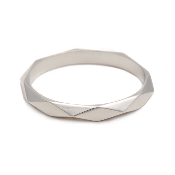 Thin Faceted Ring Silver