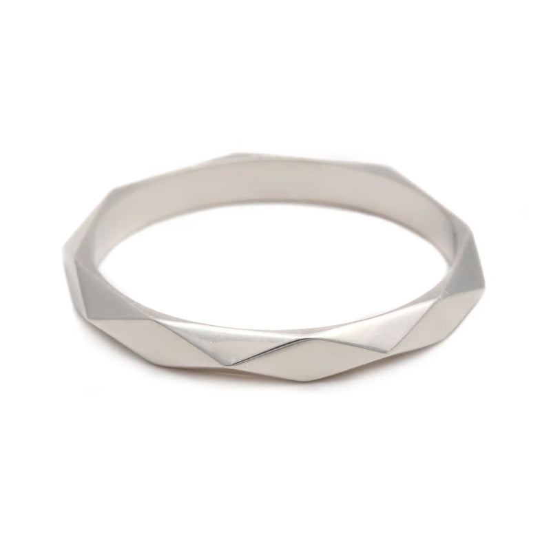 Thin Faceted Ring Silver Kelly Jay Jewellery